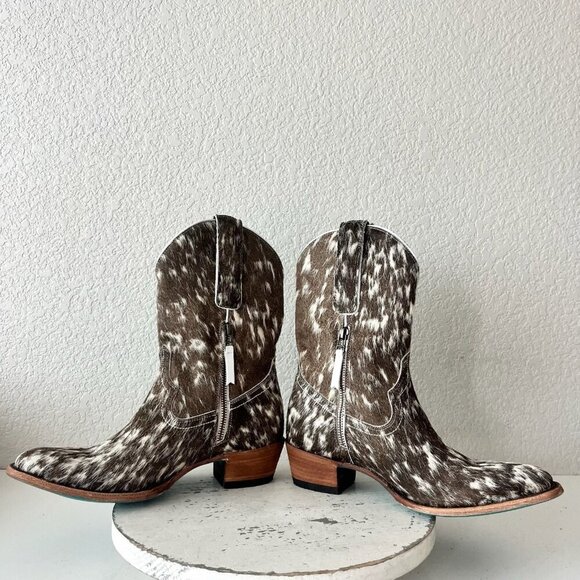 Lane Plain Jane COWPOKE Womens Cowhide Boots 9.5 Cowboy Western Cowgirl Bootie - Picture 8 of 12